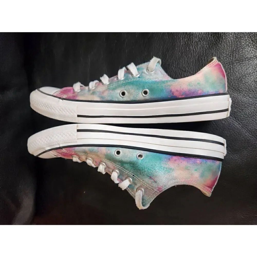 Converse Satin Women's Size 8, Men's 6, Splatter Color Galaxy Watercolor Shoes